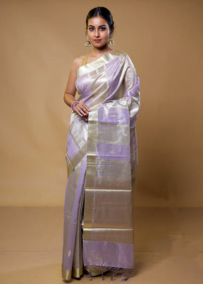 Purple Tissue Silk Saree With Blouse Piece