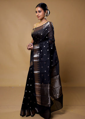 Black Kora Silk Saree With Blouse Piece