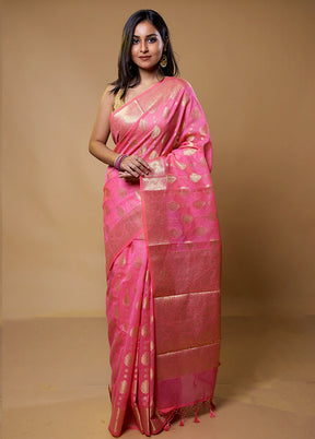 Pink Kota Cotton Saree With Blouse Piece