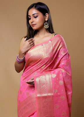 Pink Kota Cotton Saree With Blouse Piece