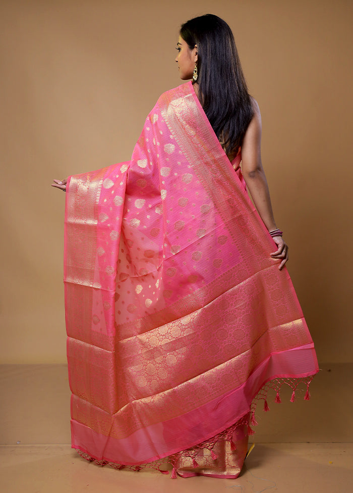 Pink Kota Cotton Saree With Blouse Piece