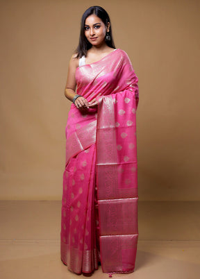 Pink Kota Cotton Saree With Blouse Piece