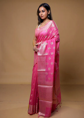 Pink Kota Cotton Saree With Blouse Piece