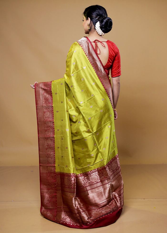 Green Handloom Katan Pure Silk Saree With Blouse Piece