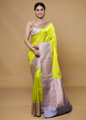 Green Handloom Katan Pure Silk Saree With Blouse Piece