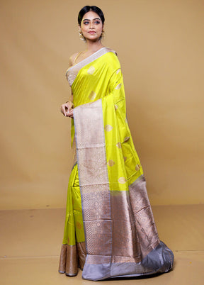 Green Handloom Katan Pure Silk Saree With Blouse Piece