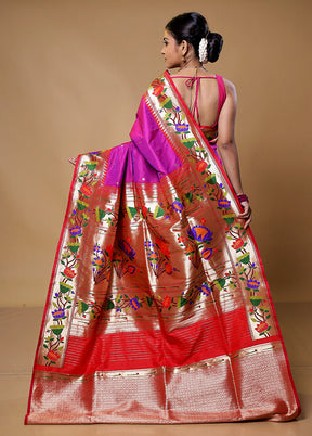 Pink Katan Silk Saree With Blouse Piece