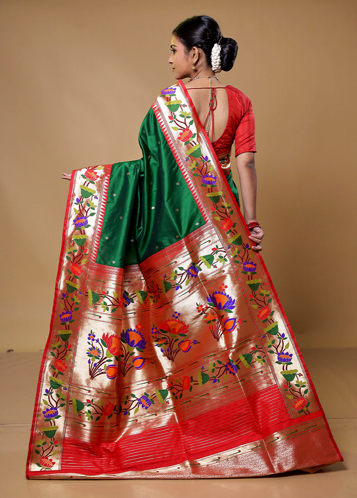 Green Katan Silk Saree With Blouse Piece