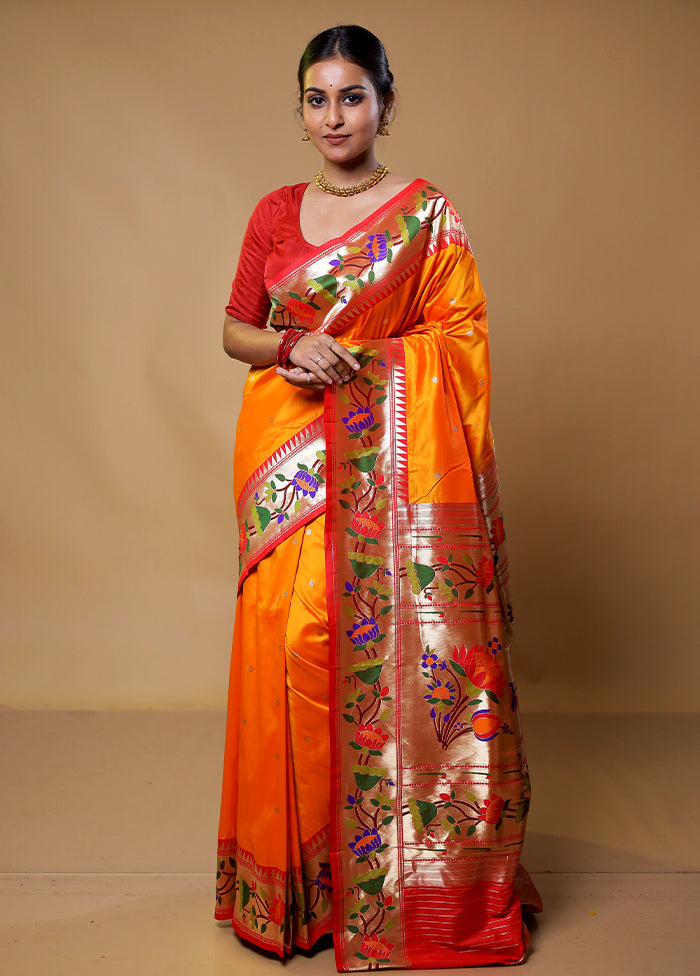 Yellow Katan Silk Saree With Blouse Piece