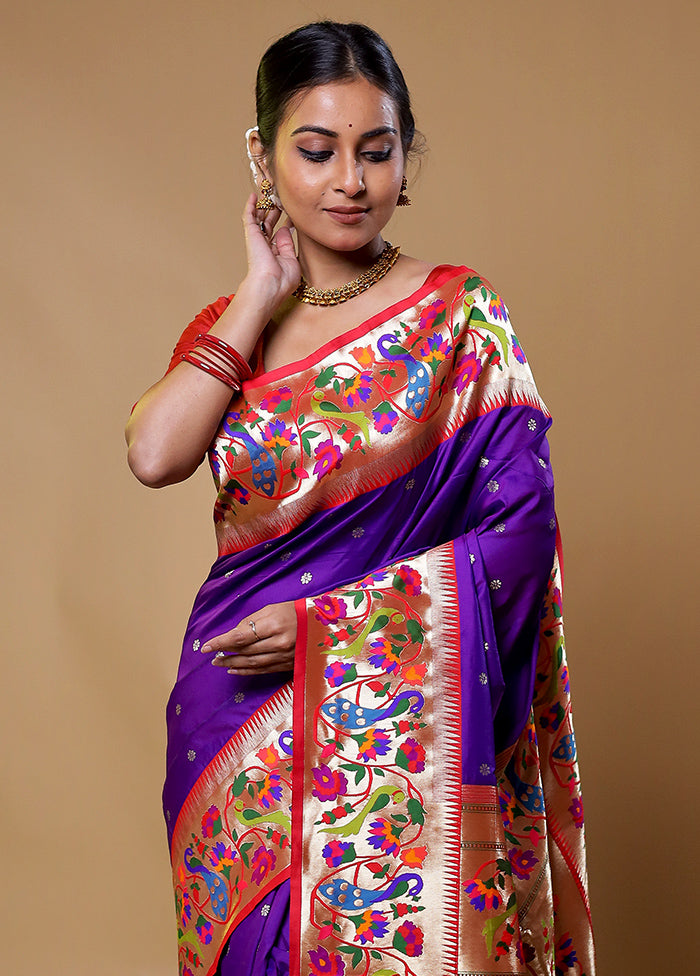 Purple Katan Silk Saree With Blouse Piece