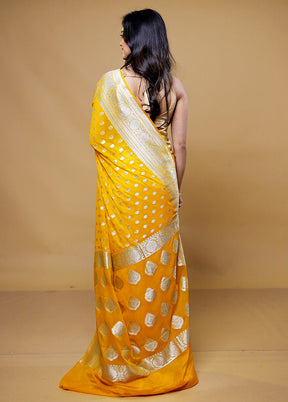 Yellow Georgette Saree With Blouse Piece