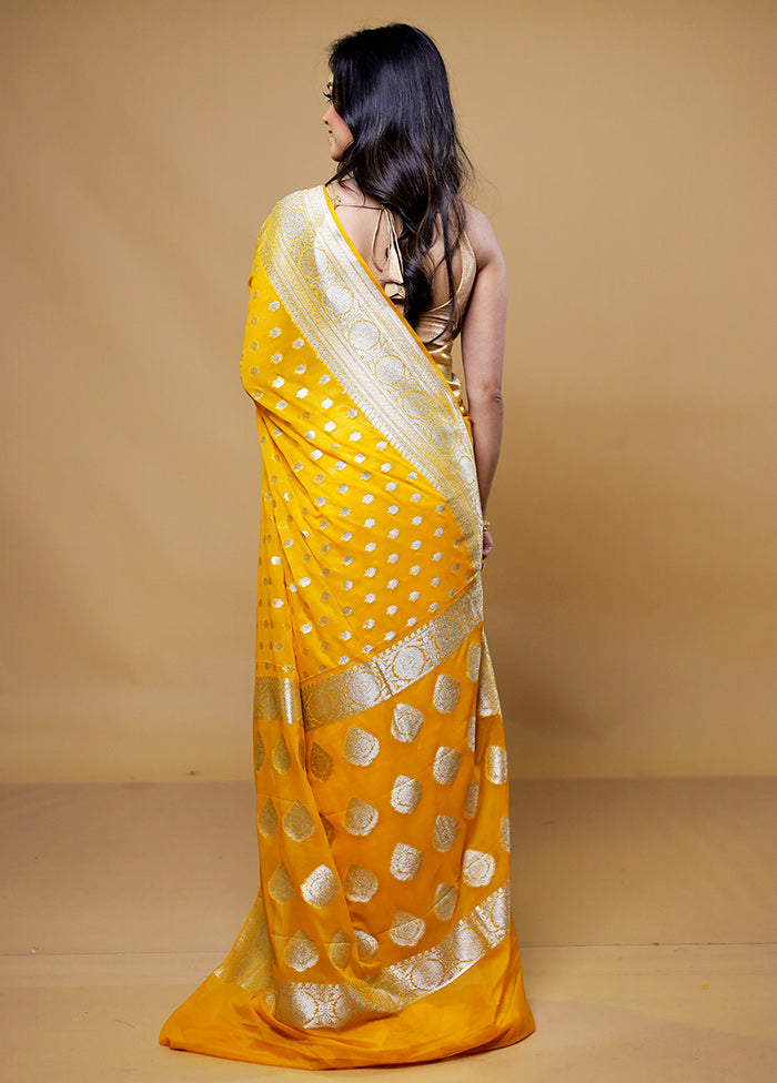 Yellow Georgette Saree With Blouse Piece