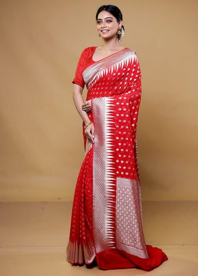 Red Georgette Saree With Blouse Piece