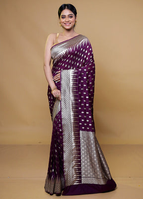 Purple Georgette Saree With Blouse Piece