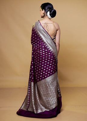 Purple Georgette Saree With Blouse Piece