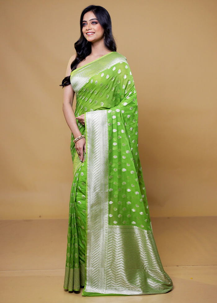 Green Georgette Saree With Blouse Piece