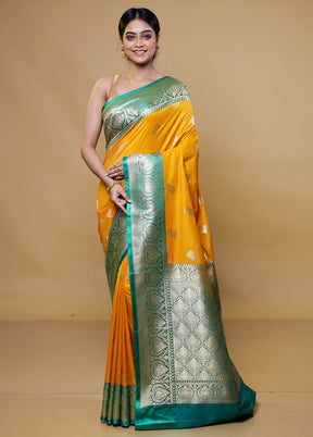 Yellow Katan Silk Saree With Blouse Piece