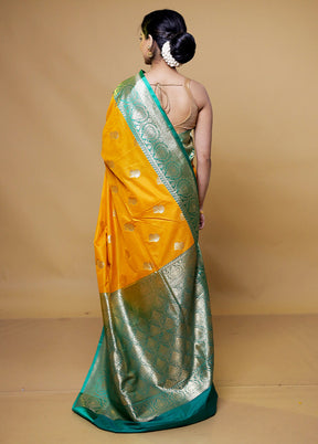 Yellow Katan Silk Saree With Blouse Piece