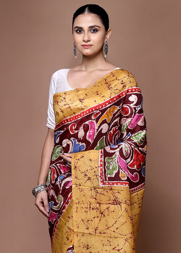 Red Printed Pure Silk Saree Without Blouse Piece