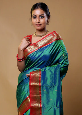 Green Kanjivaram Silk Saree With Blouse Piece