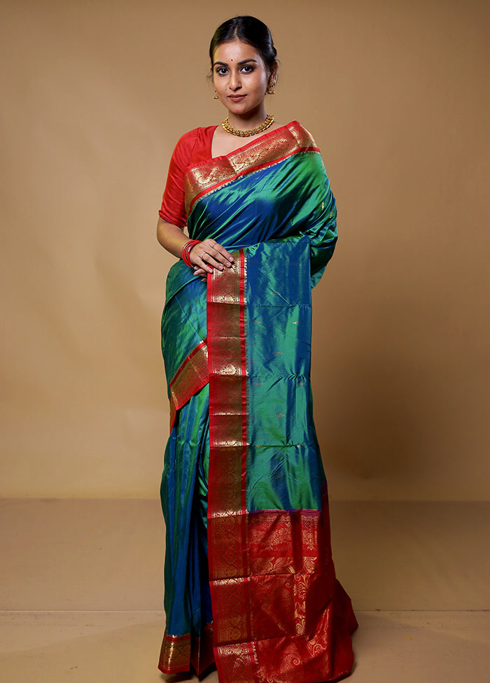 Green Kanjivaram Silk Saree With Blouse Piece