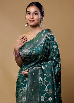 Green Dupion Silk Saree With Blouse Piece