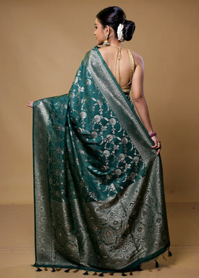 Green Dupion Silk Saree With Blouse Piece