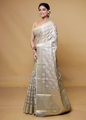 Grey Kora Silk Saree With Blouse Piece