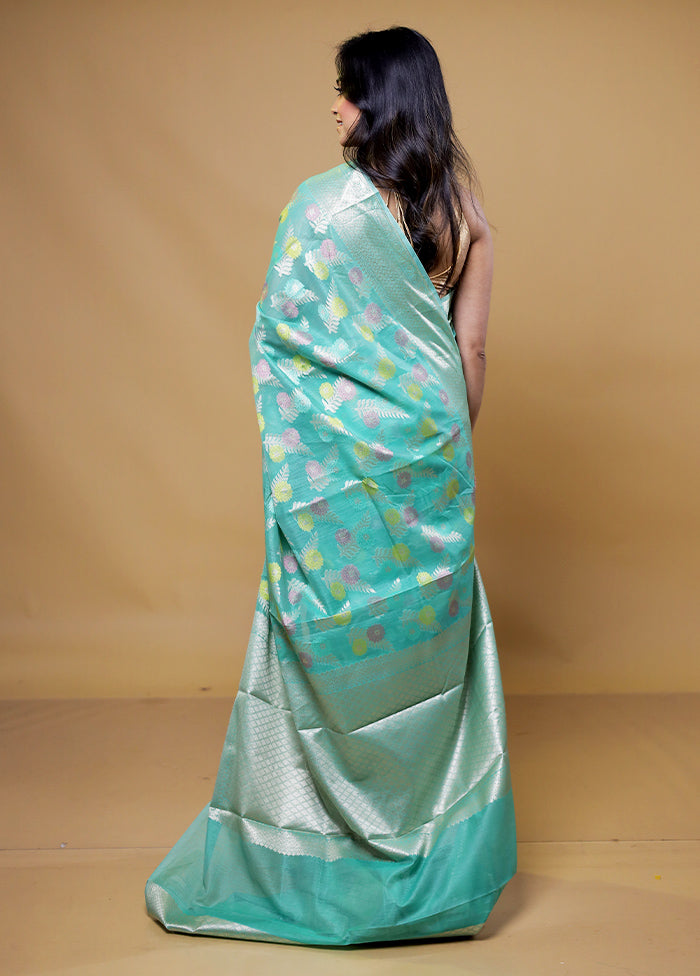 Green Kora Silk Saree With Blouse Piece