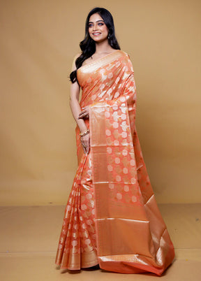 Pink Kora Silk Saree With Blouse Piece