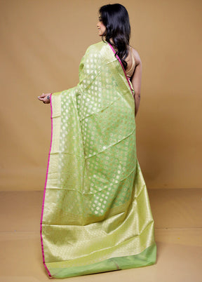 Green Kora Silk Saree With Blouse Piece