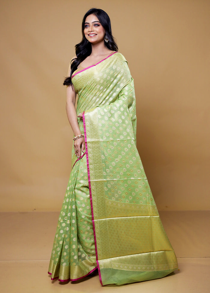 Green Kora Silk Saree With Blouse Piece