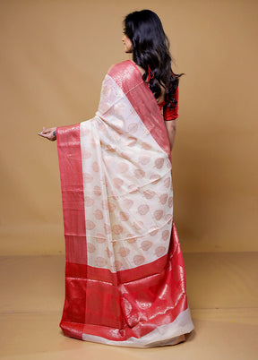 White Cotton Saree With Blouse Piece