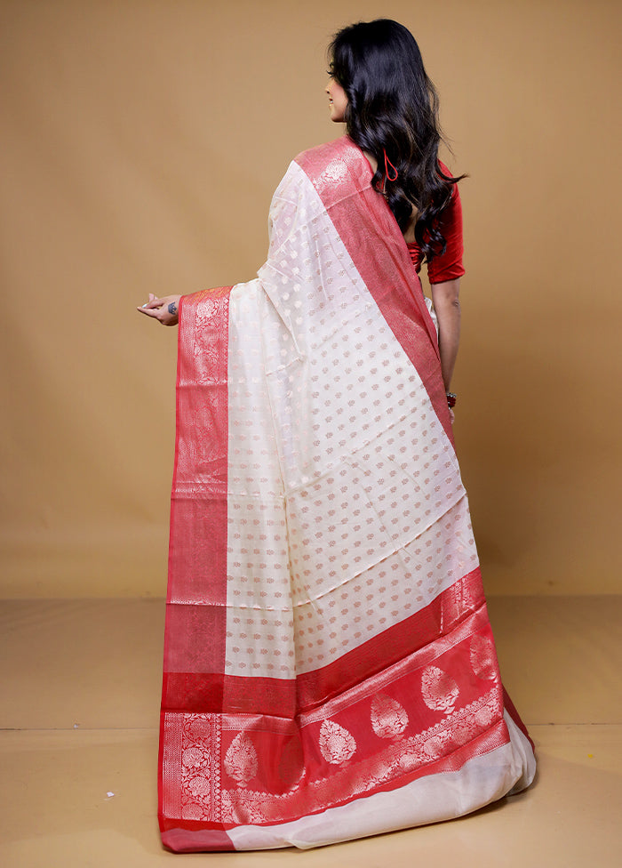 White Cotton Saree With Blouse Piece