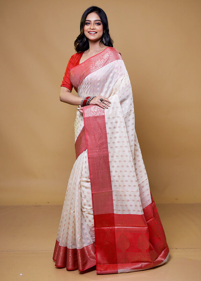 White Cotton Saree With Blouse Piece