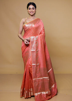 Pink Cotton Saree With Blouse Piece