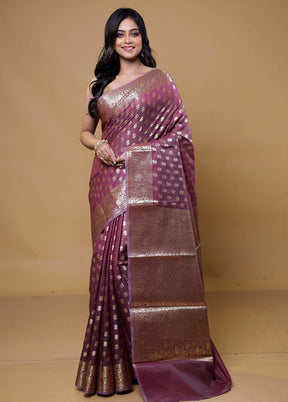 Purple Kora Silk Saree With Blouse Piece