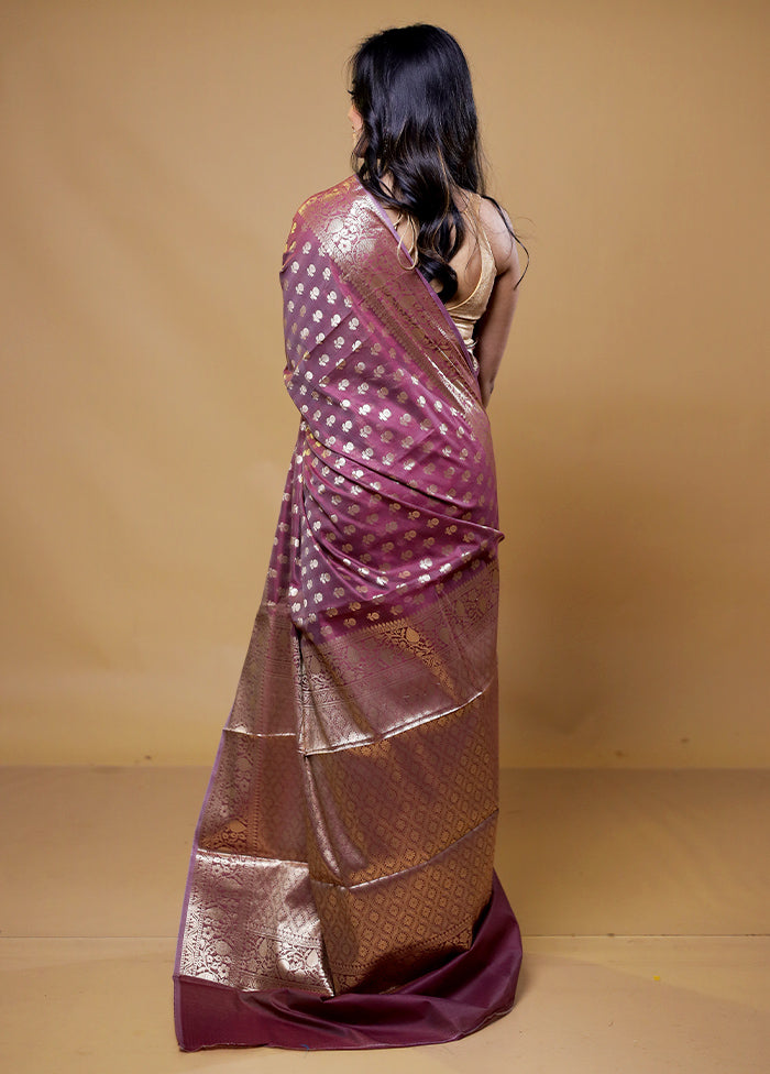 Purple Kora Silk Saree With Blouse Piece