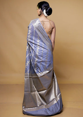 Grey Kora Silk Saree With Blouse Piece