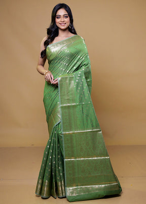 Green Kora Silk Saree With Blouse Piece