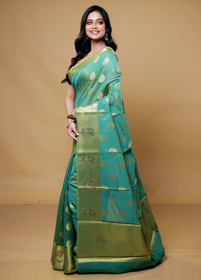 Green Kora Silk Saree With Blouse Piece