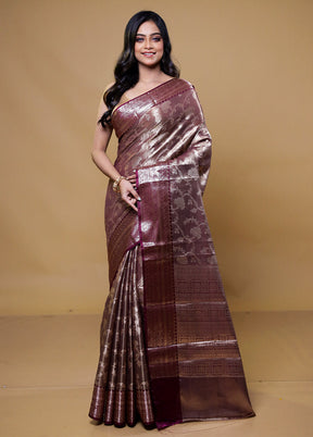 Purple Tissue Silk Saree With Blouse Piece