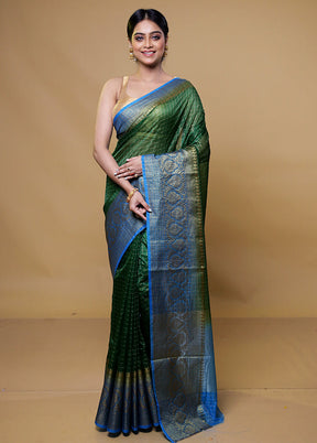 Green Kora Silk Saree With Blouse Piece