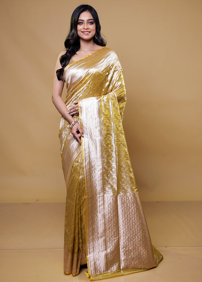 Yellow Tissue Silk Saree With Blouse Piece