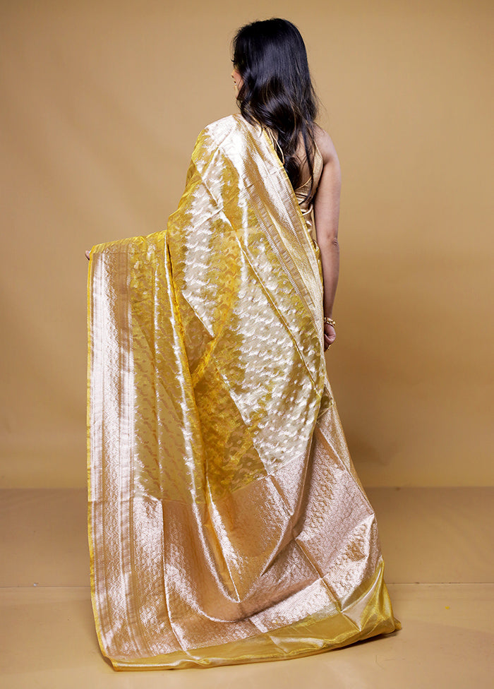 Yellow Tissue Silk Saree With Blouse Piece