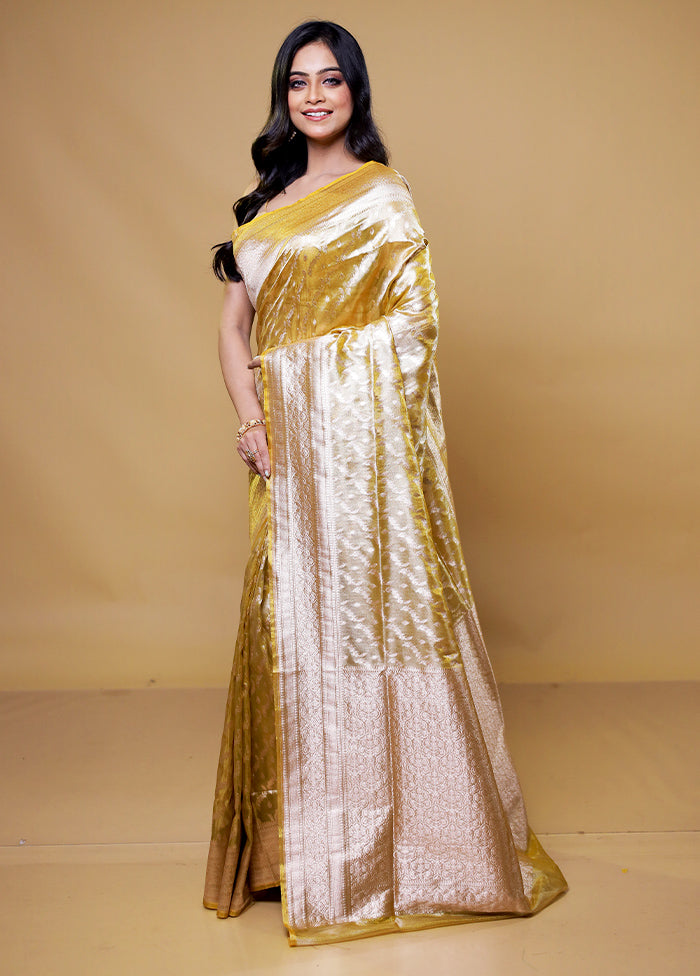 Yellow Tissue Silk Saree With Blouse Piece