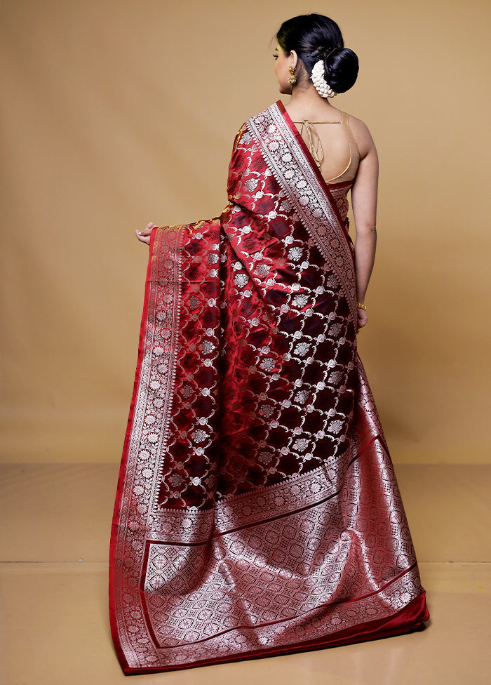 Maroon Katan Silk Saree With Blouse Piece