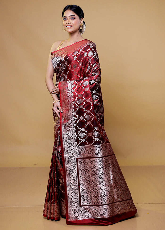 Maroon Katan Silk Saree With Blouse Piece