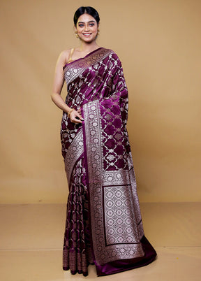 Purple Katan Silk Saree With Blouse Piece