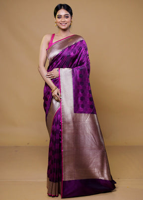 Purple Katan Silk Saree With Blouse Piece